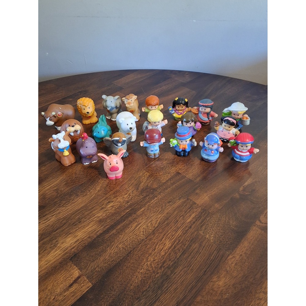 Vintage Fisher Price Little People Figures Animals Zoo Alphabet Lot Of 22